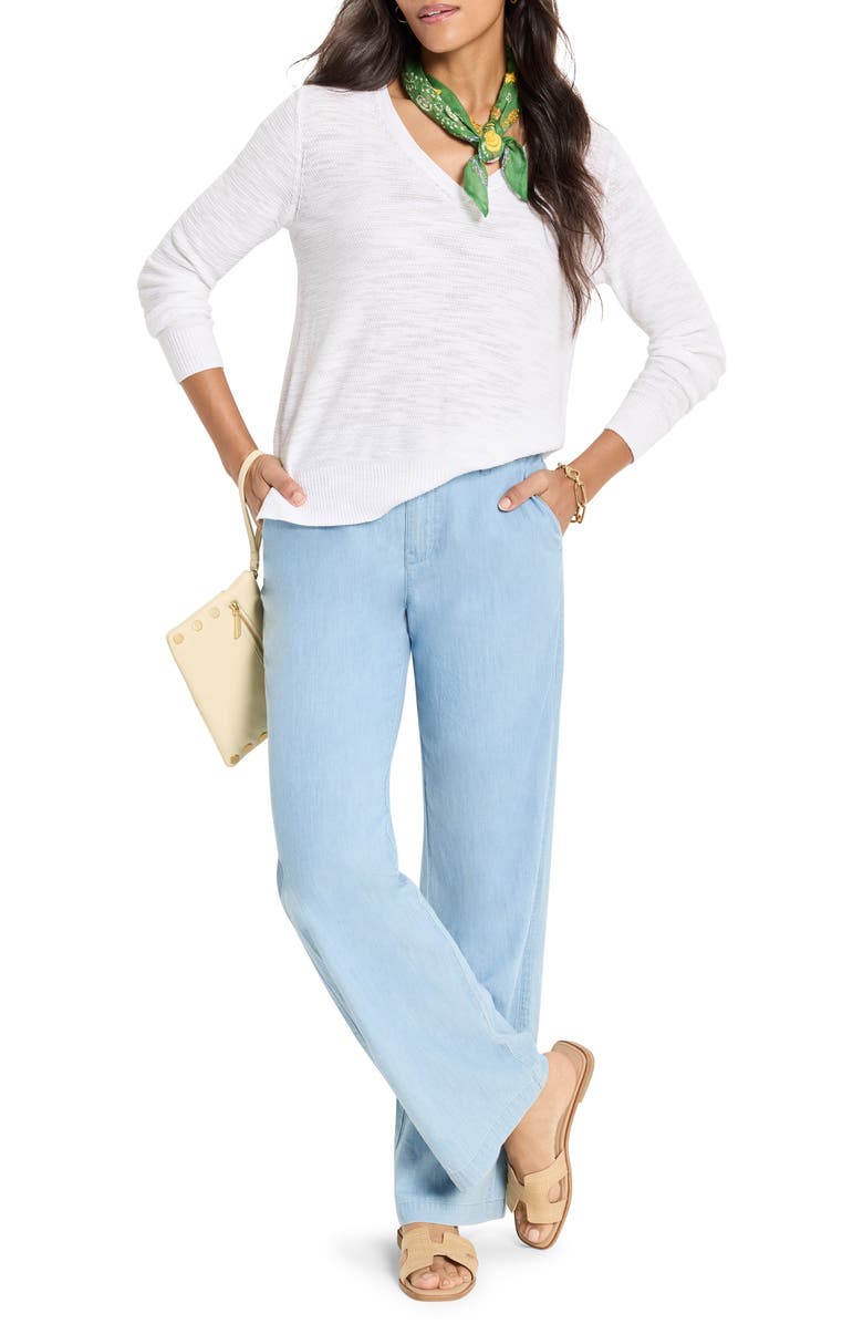 NIC+ZOE Breezy Textures Cotton Blend Sweater, Alternate, color, Paper White