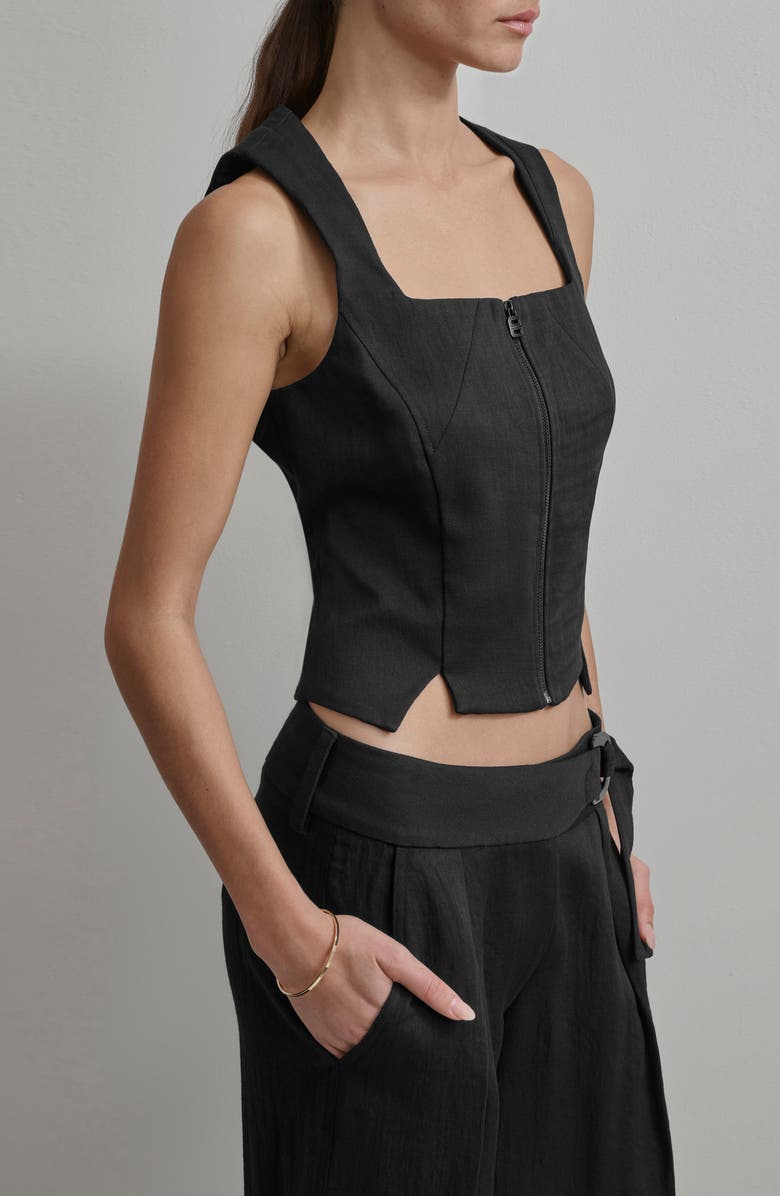 DKNY Zip Front Corset Top, Alternate, color, 