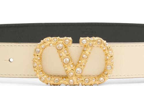 Valentino Vlogo Signature Buckled Belt In Crystal