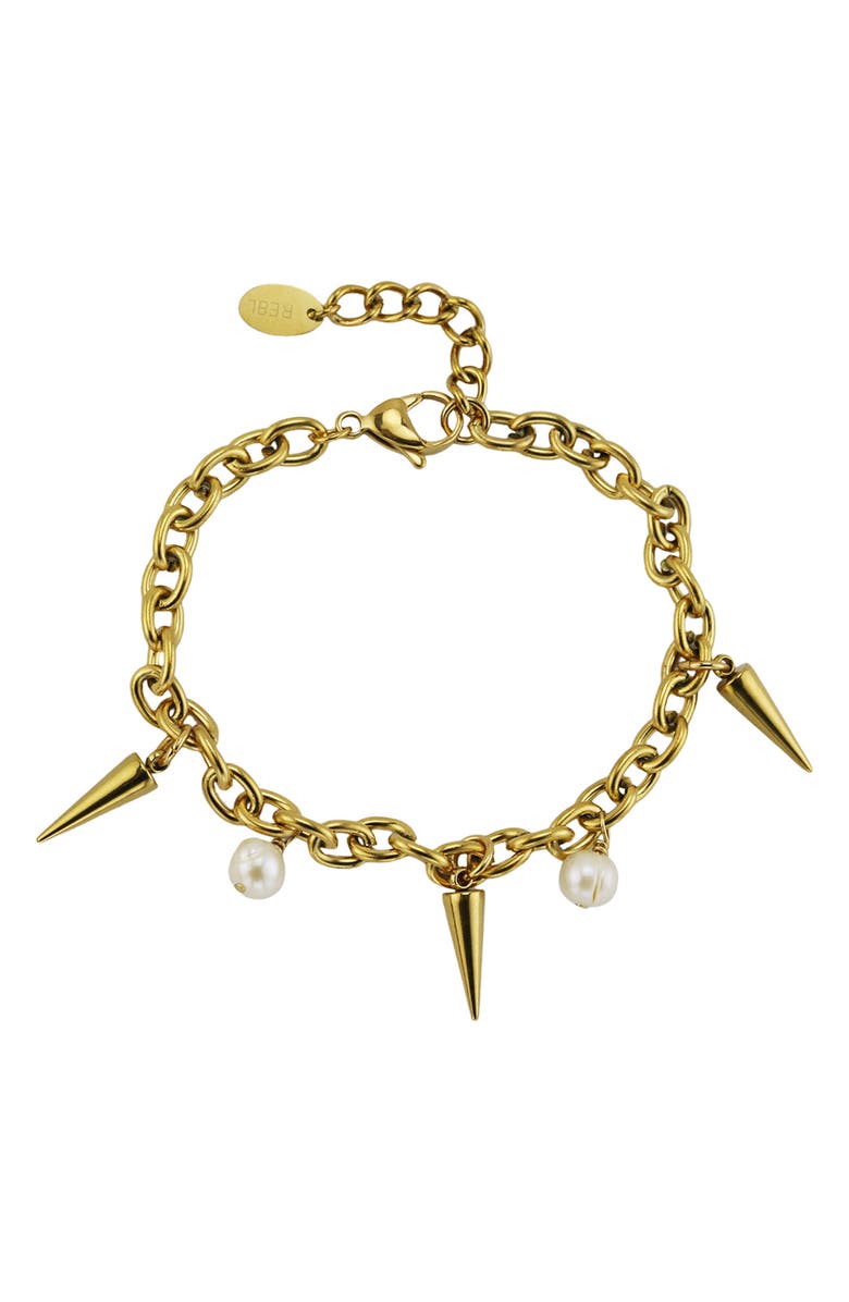 REBL Gender Inclusive 6mm Spike & Faux Pearl Necklace, Main, color, 