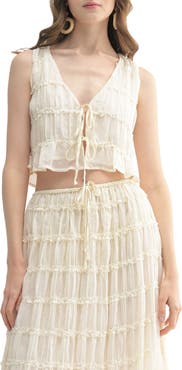 Lush Ruffle Tie Front Top