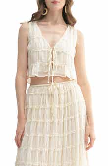 Lush Ruffle Tie Front Top