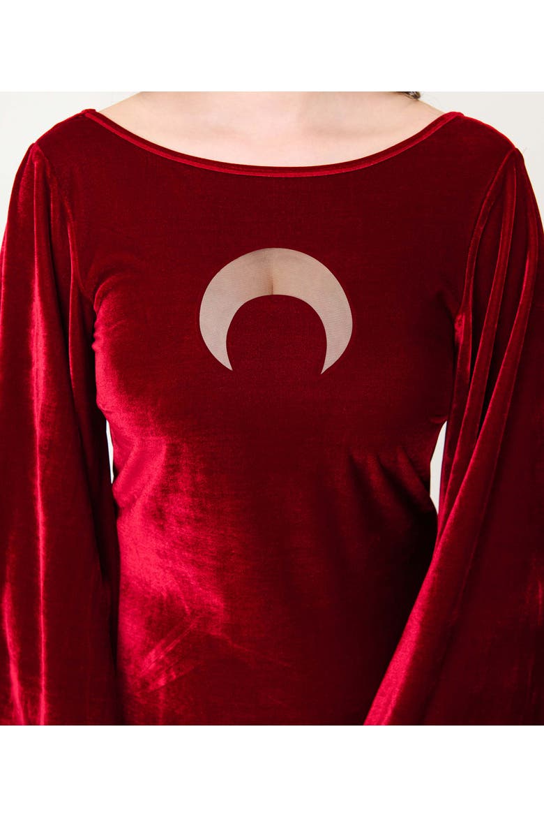 Angel Sleeve Downtown Scene Mini Fit & Flare Dress, Alternate, color, Red Crescent Moon