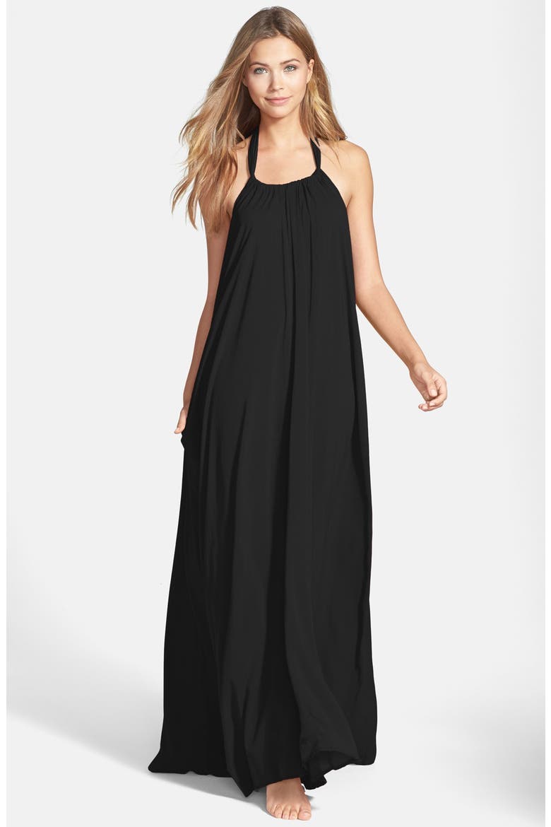 Halter Cover-Up Maxi Dress, Main, color, BLACK