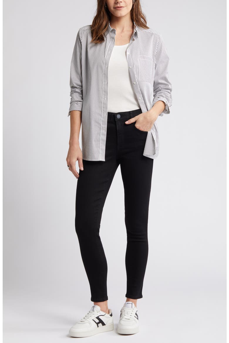 Sophie High Waist Ankle Skinny Jeans, Main, color, BLACK