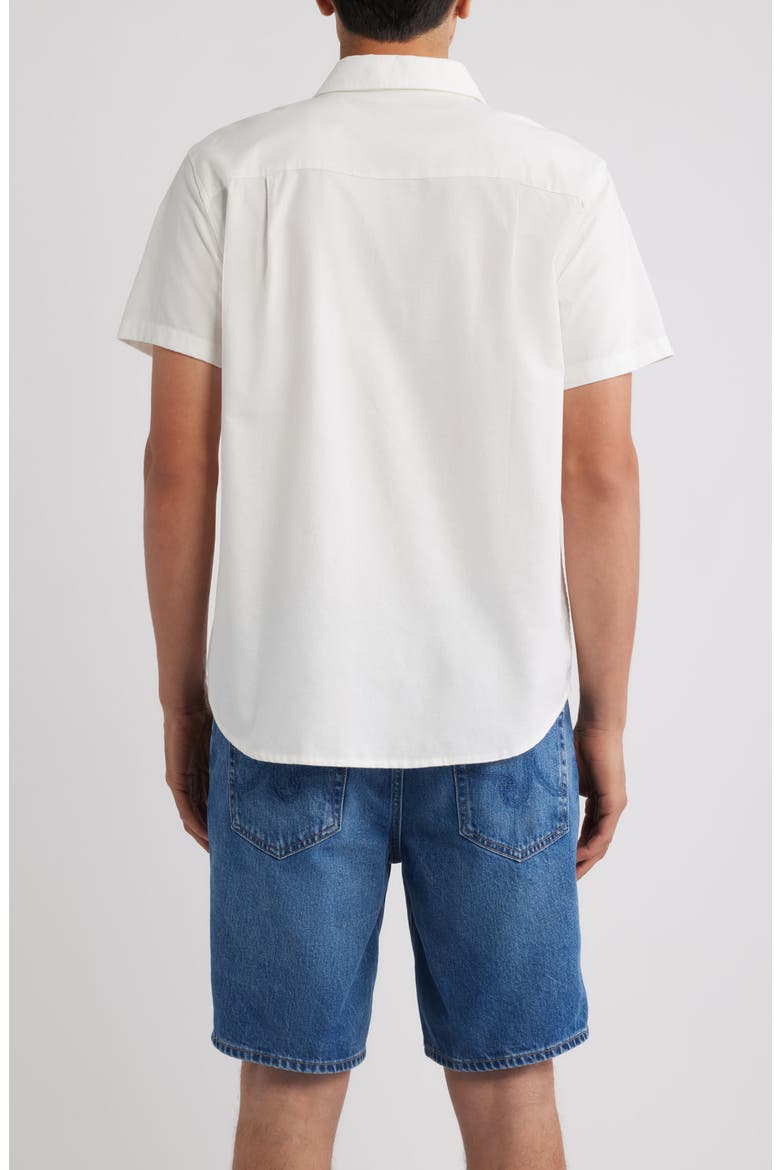 Sanford Oxford Short Sleeve Cotton Blend Button-Up Shirt, Alternate, color, OFF WHITE