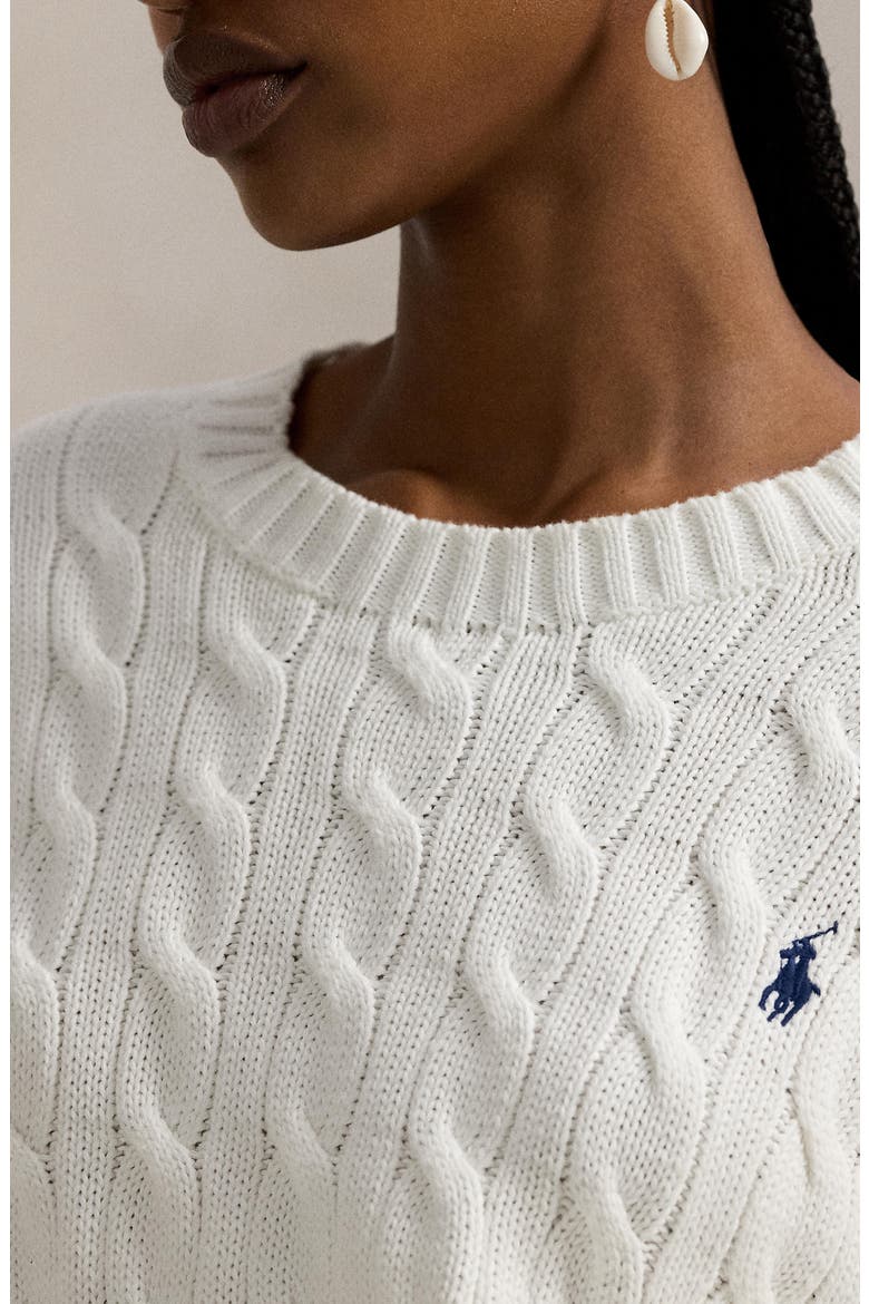 Cable Knit Crewneck Sweater, Alternate, color, WHITE