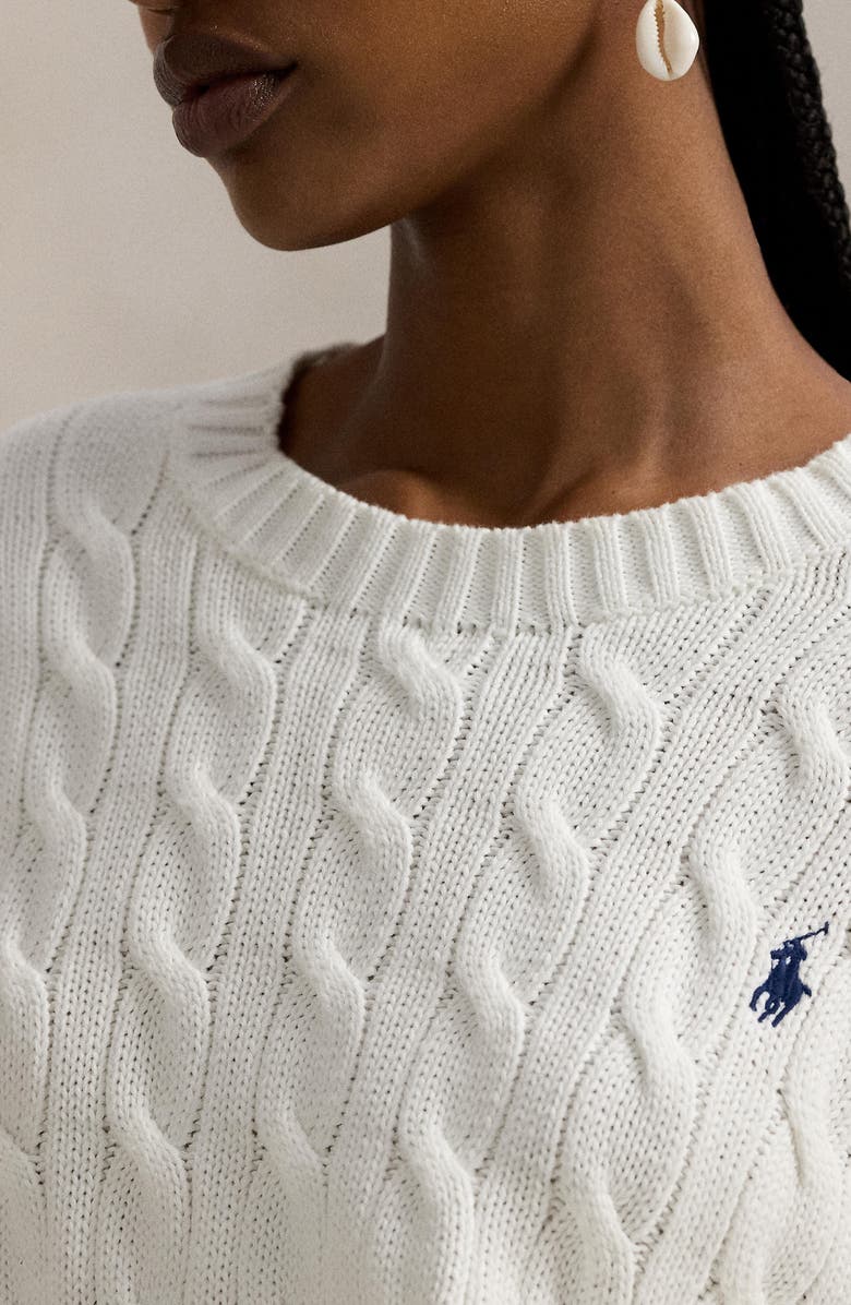 Polo Ralph Lauren Cable Knit Crewneck Sweater, Alternate, color, White