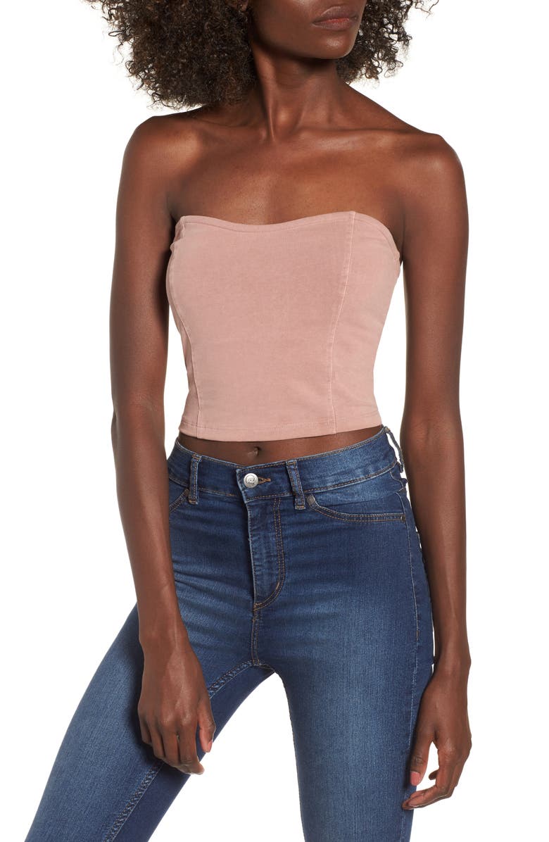 BP. Stretch Cotton Strapless Top, Main, color,