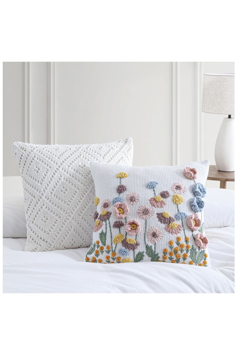 Petals 3D Accent Pillow, Alternate, color, MULTI IVORY