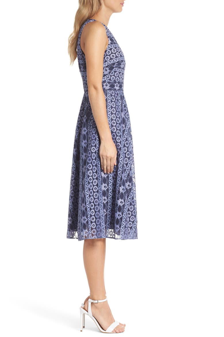 Stripe Lace A-Line Dress, Alternate, color, NAVY