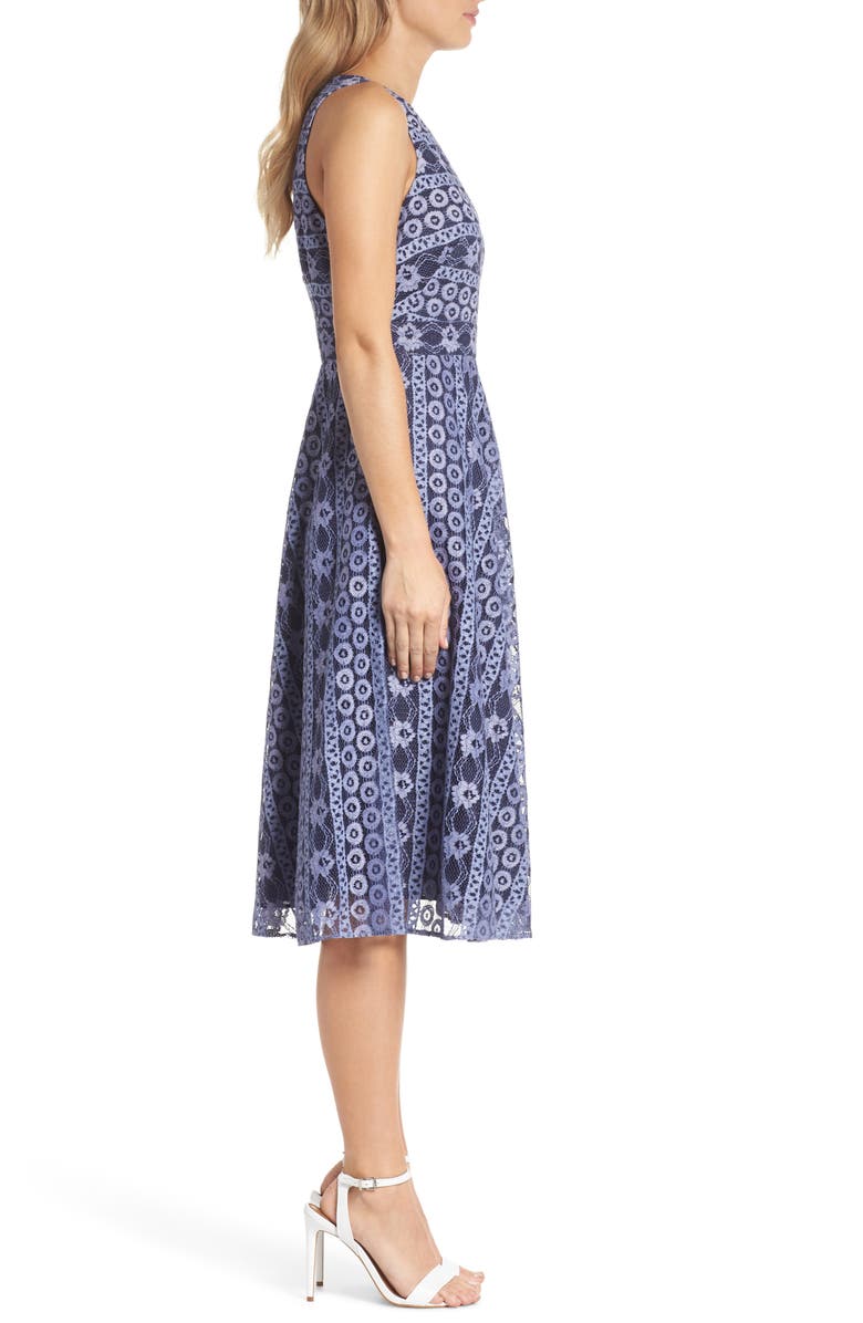 Eliza J Stripe Lace A-Line Dress, Alternate, color,