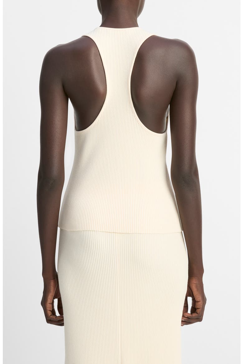 Rib Racerback Stretch Cotton Blend Tank Top, Alternate, color, OAT SHELL