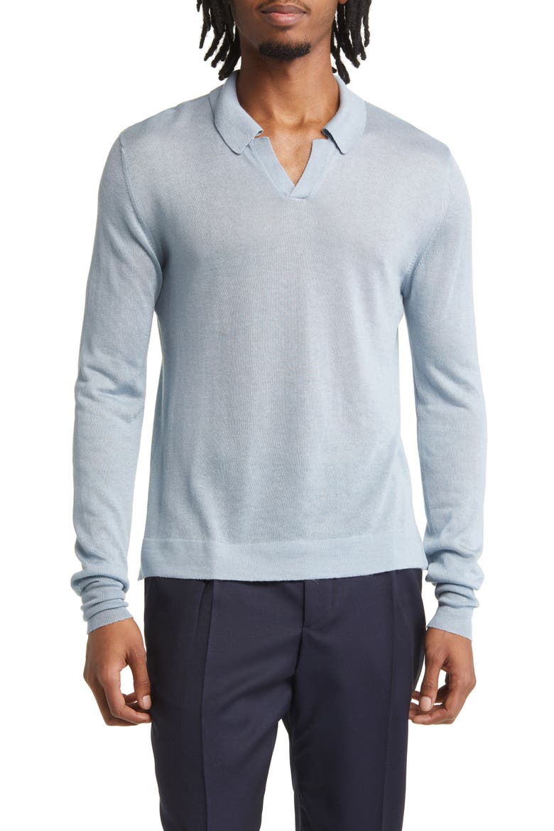 Kit Lyocell & Cashmere Polo, Main, color, FADEDBLUE