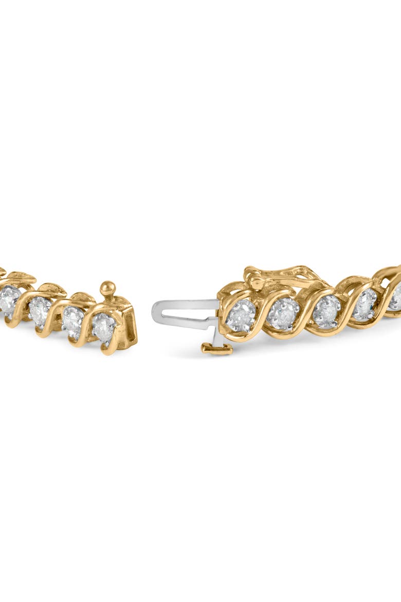 10K Yellow Gold 3 cttw Round-Cut Diamond Spiral Link 7.50" Bracelet, Alternate, color, Yellow