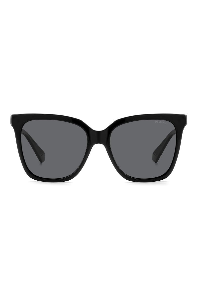 55mm Polarized Square Sunglasses, Main, color, BLACK/ GRAY POLARIZED
