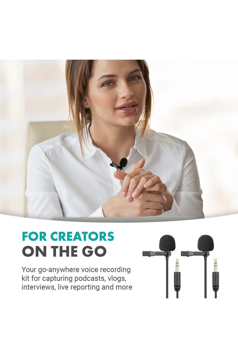 VersaLav-V2 Lavalier Microphone Set for Smartphones, Computer, DSLR or Mirrorless Camera, Alternate, color, Black