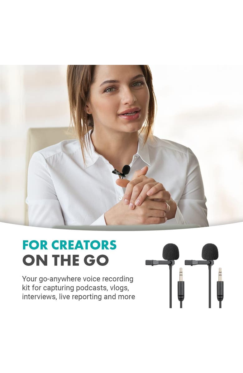 MOVO VersaLav-V2 Lavalier Microphone Set for Smartphones, Computer, DSLR or Mirrorless Camera, Alternate, color, Black