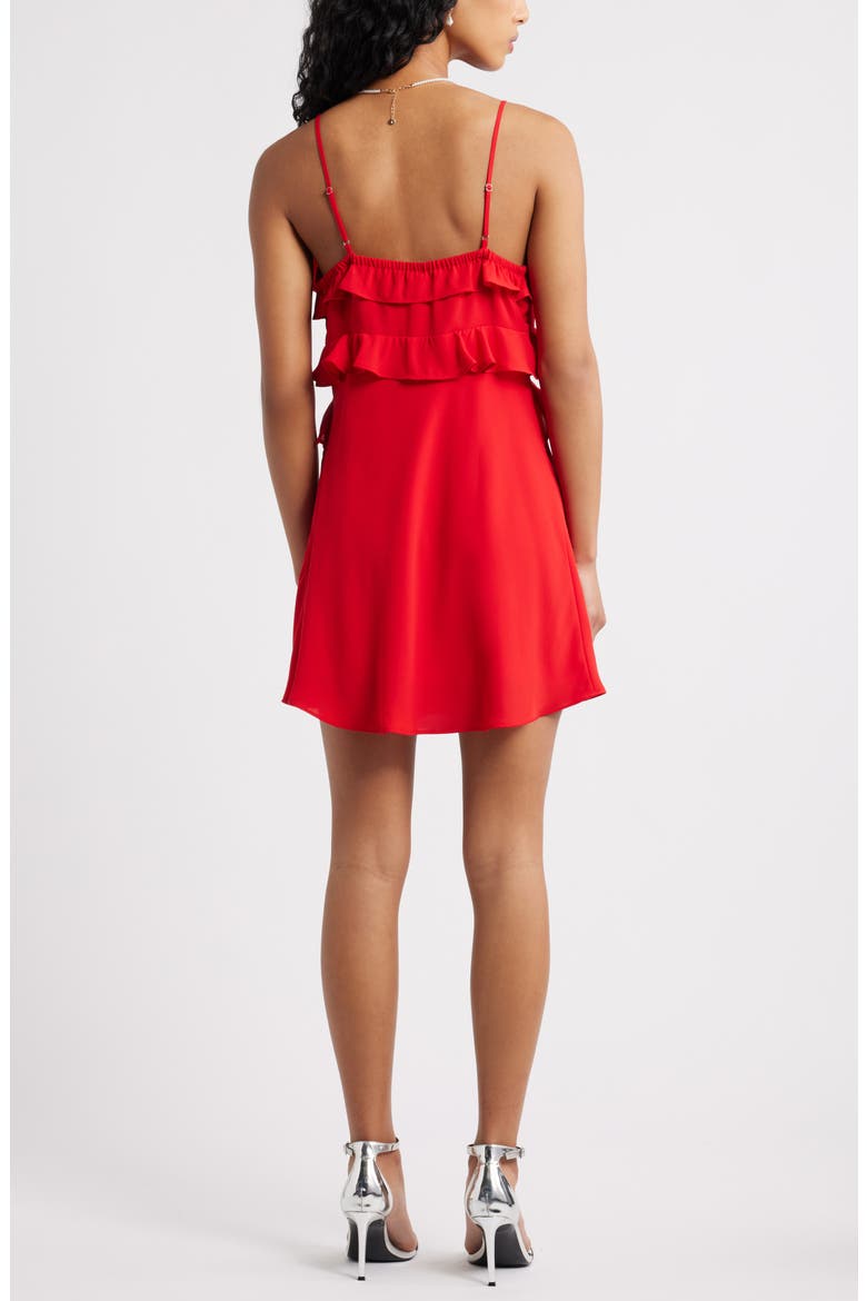 Ruffle Chiffon Cocktail Minidress, Alternate, color, RED SALSA