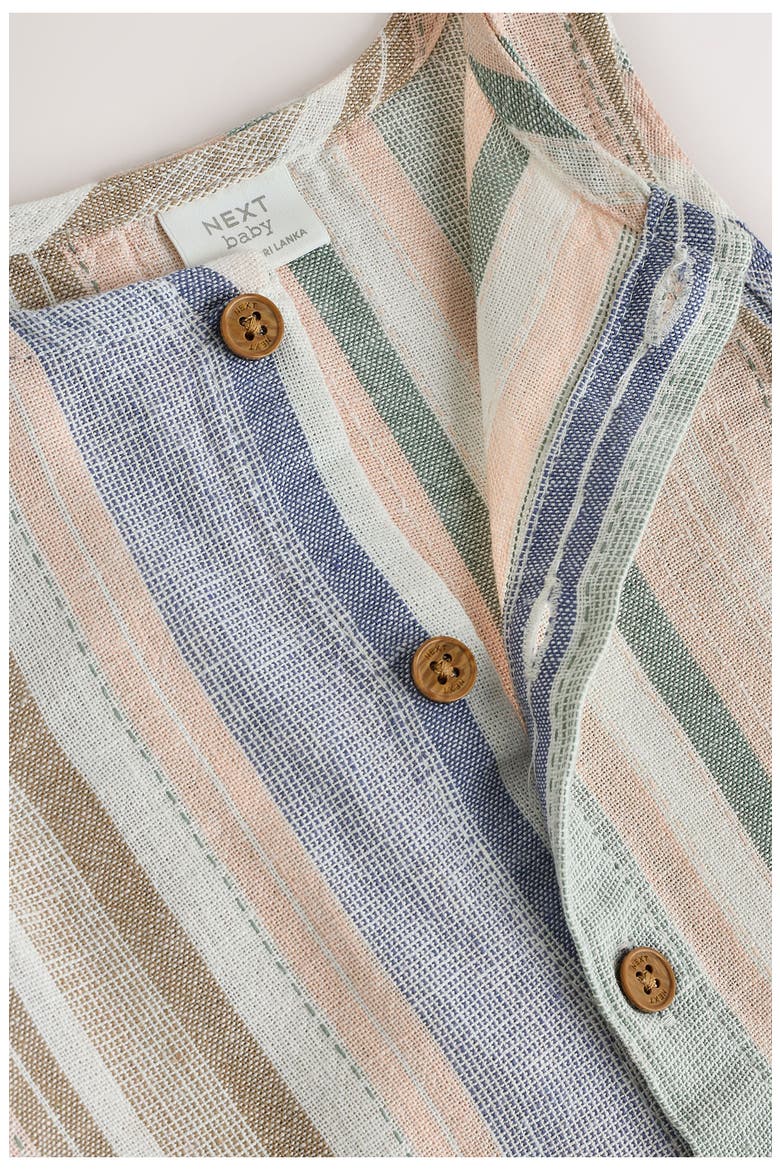 Linen Blend Woven Stripe Romper, Alternate, color, BLUE
