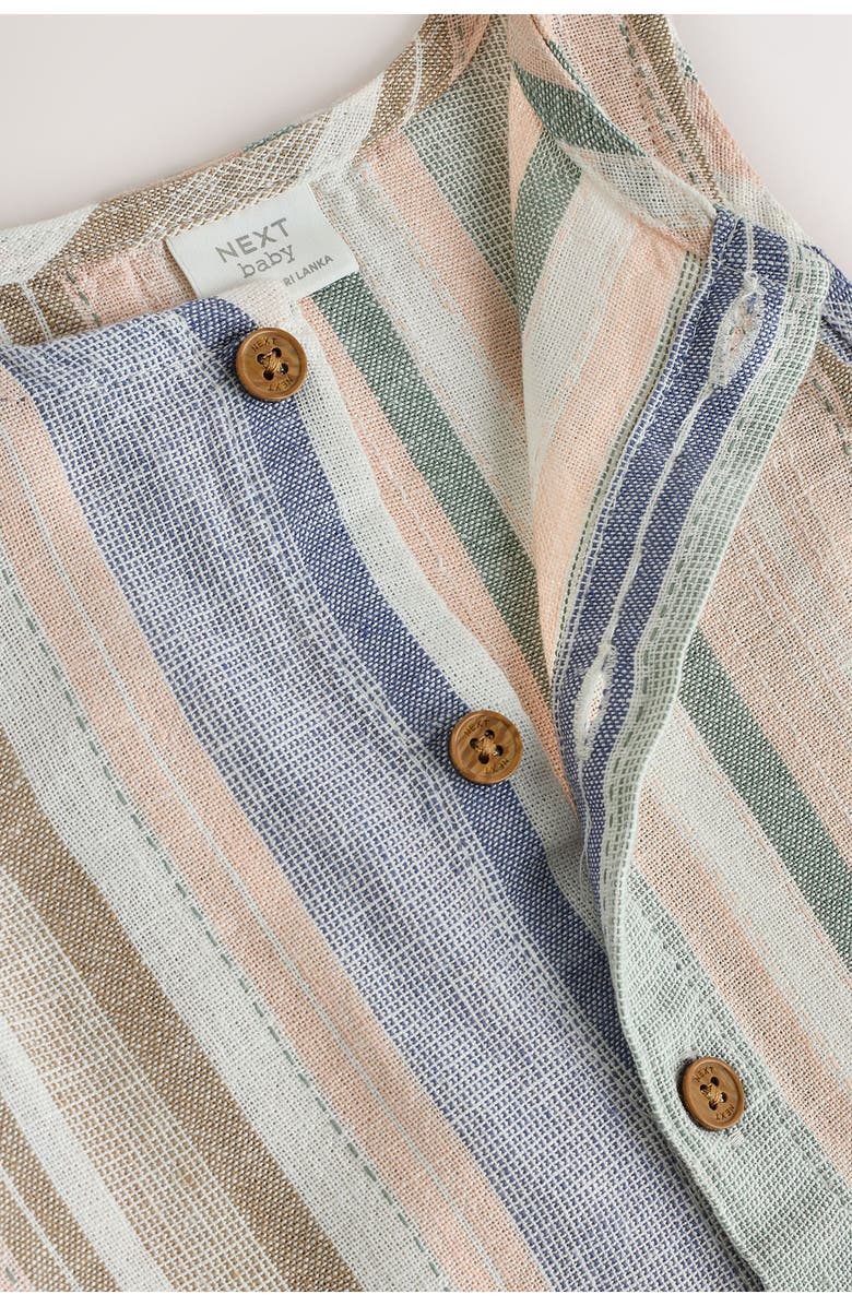 NEXT Linen Blend Woven Stripe Romper, Alternate, color, Blue