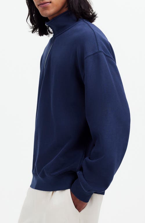 Madewell Relaxed Fit Cotton Blend Quarter Zip Pullover In Blue
