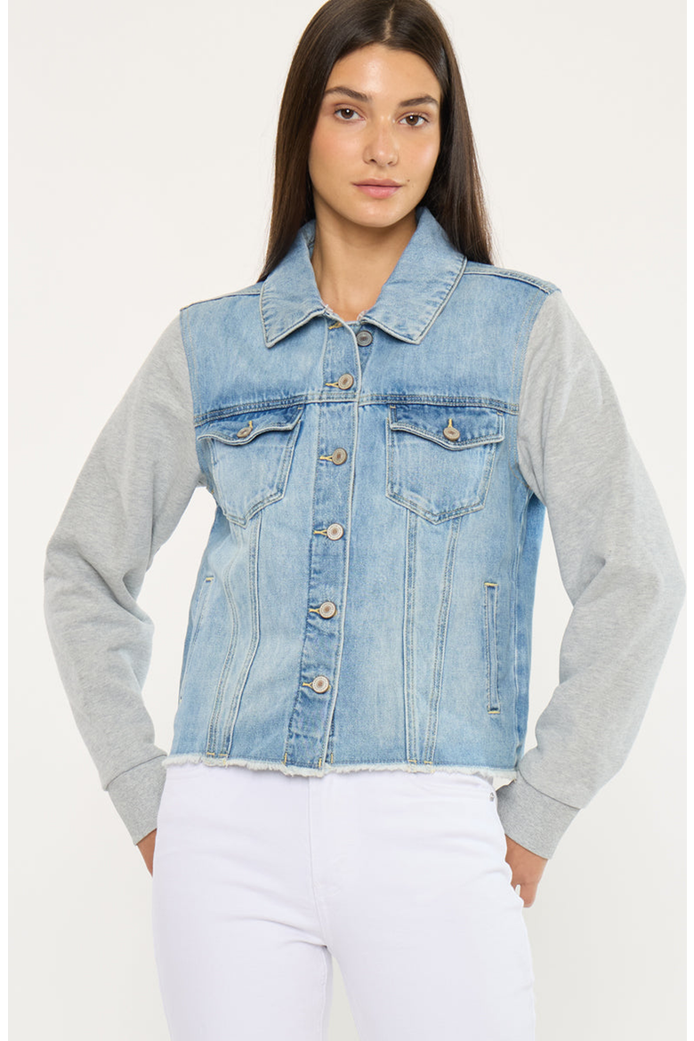 Karine Denim Hoodie Jacket, Alternate, color, Medium Wash