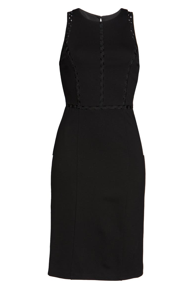 First Point Rickrack Trim Sheath Dress, Alternate, color, BLACK