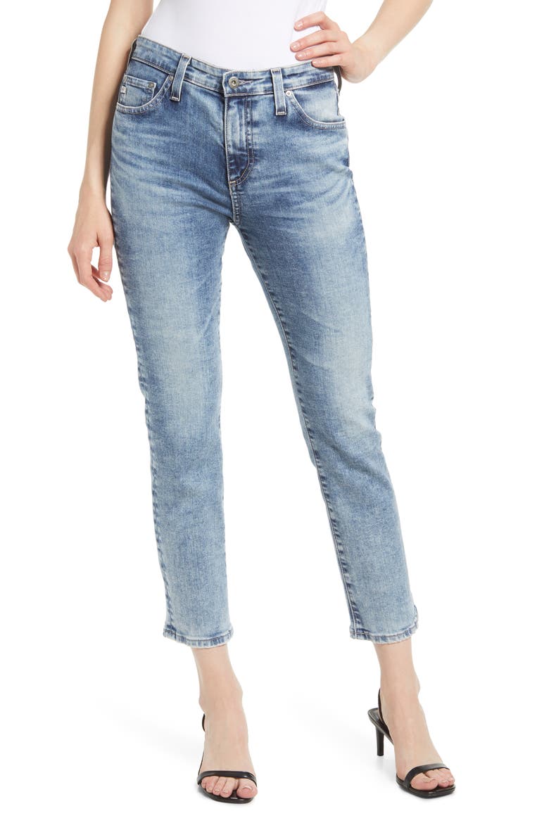 Mari High Waist Ankle Slim Straight Leg Jeans, Main, color, SUNSET TRAIL