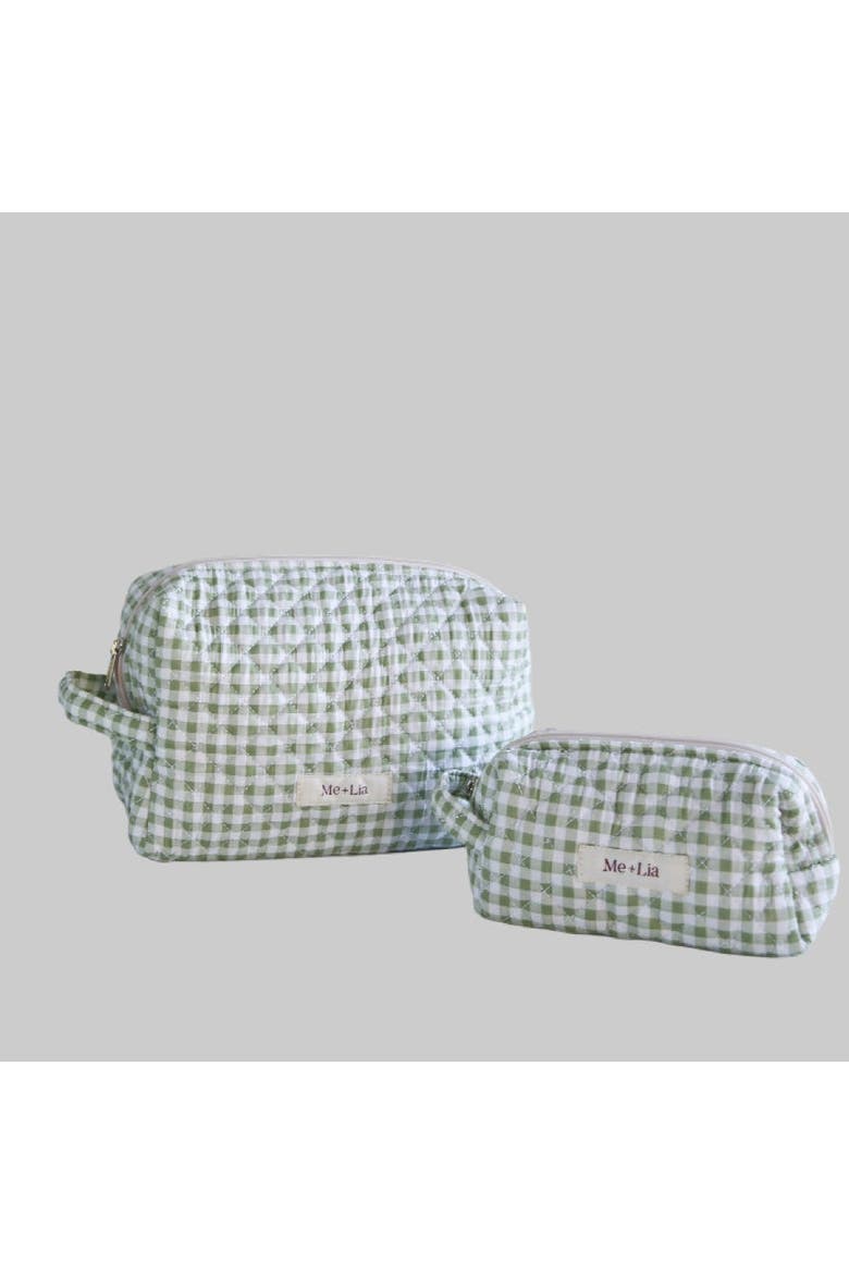 Make-up Pouch - Large, Alternate, color, Gingham Matcha