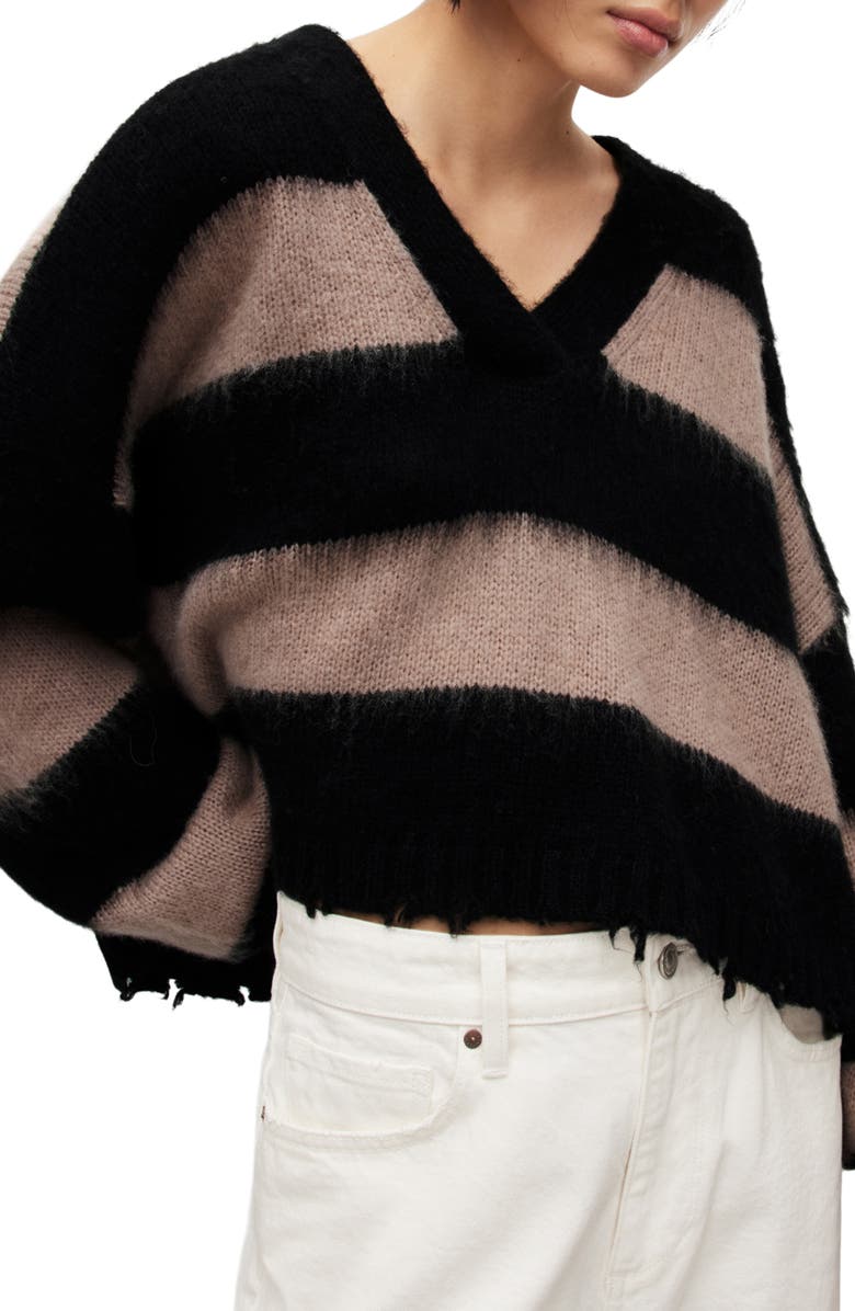 AllSaints Lou Stripe Crop Sweater, Alternate, color,