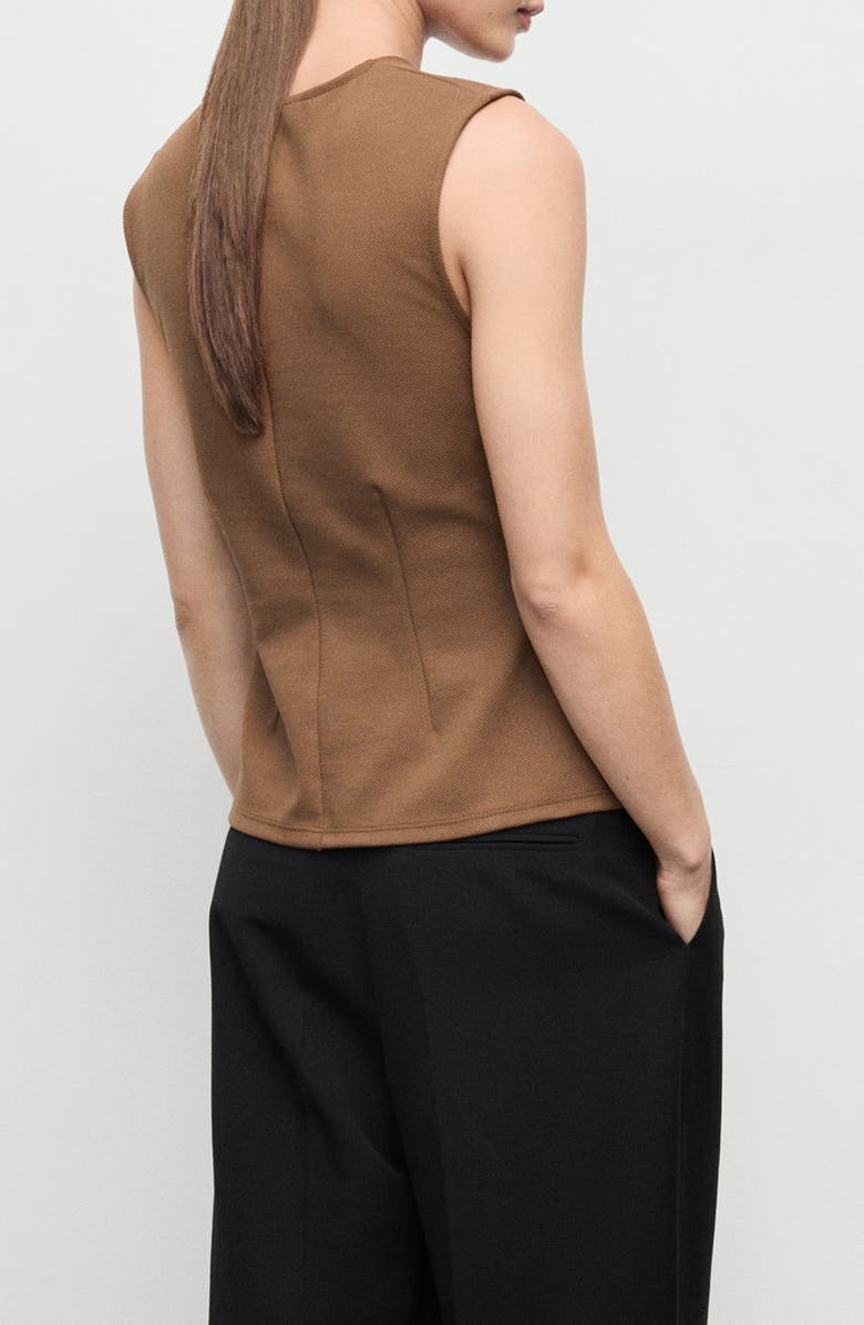 MANGO Pleated Sleeveless Top, Alternate, color, Medium Brown