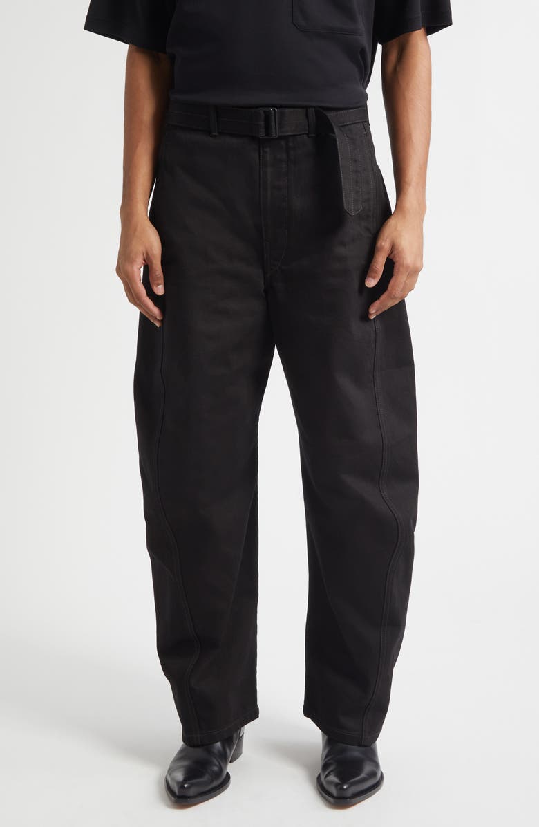 Lemaire Twisted Belted Jeans, Main, color, Black