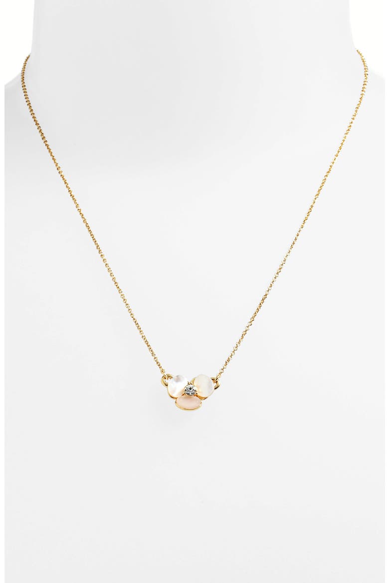disco pansy pendant necklace, Alternate, color, CREAM/ CLEAR/ GOLD