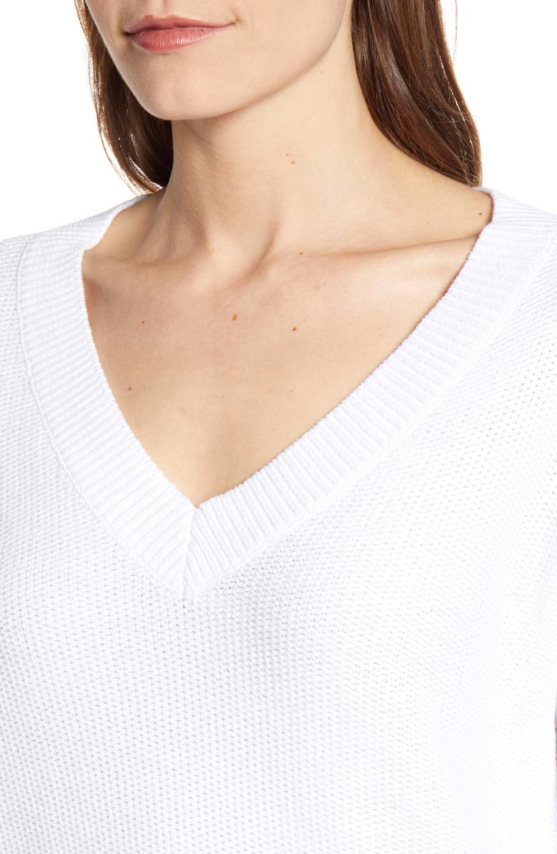 Caslon<sup>®</sup> V-Neck Cotton Seed Stitch Sweater, Alternate, color, 