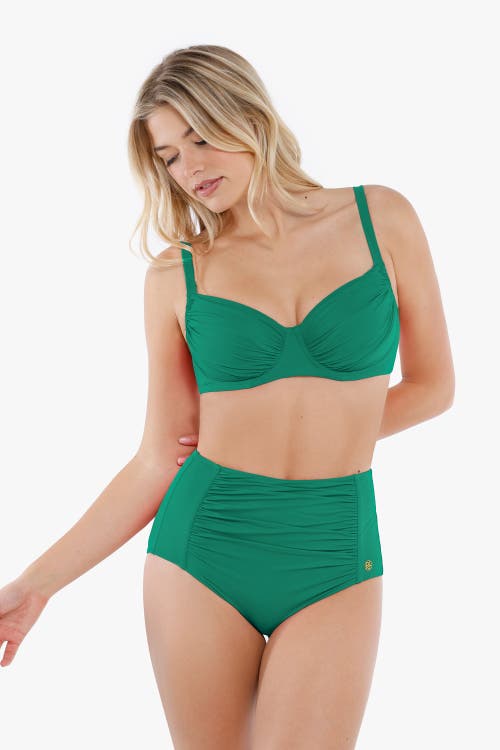 Popilush Shapewear Ruched Tummy Control Bikini Brief In Bottle Green