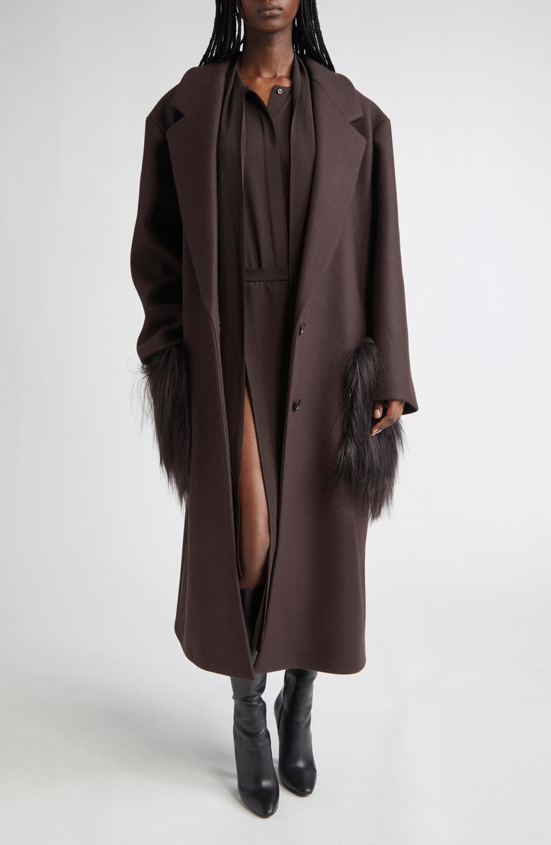 Michael Kors Collection Pleated Tie Neck Sleeveless Silk Shirtdress, Alternate, color, Chocolate