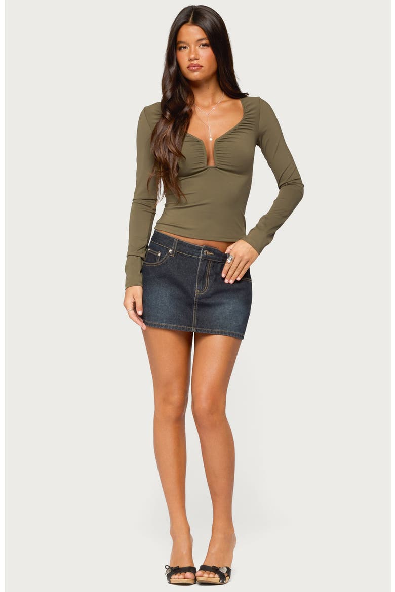 Blyss Curved U Long Sleeve Top, Alternate, color, OLIVE