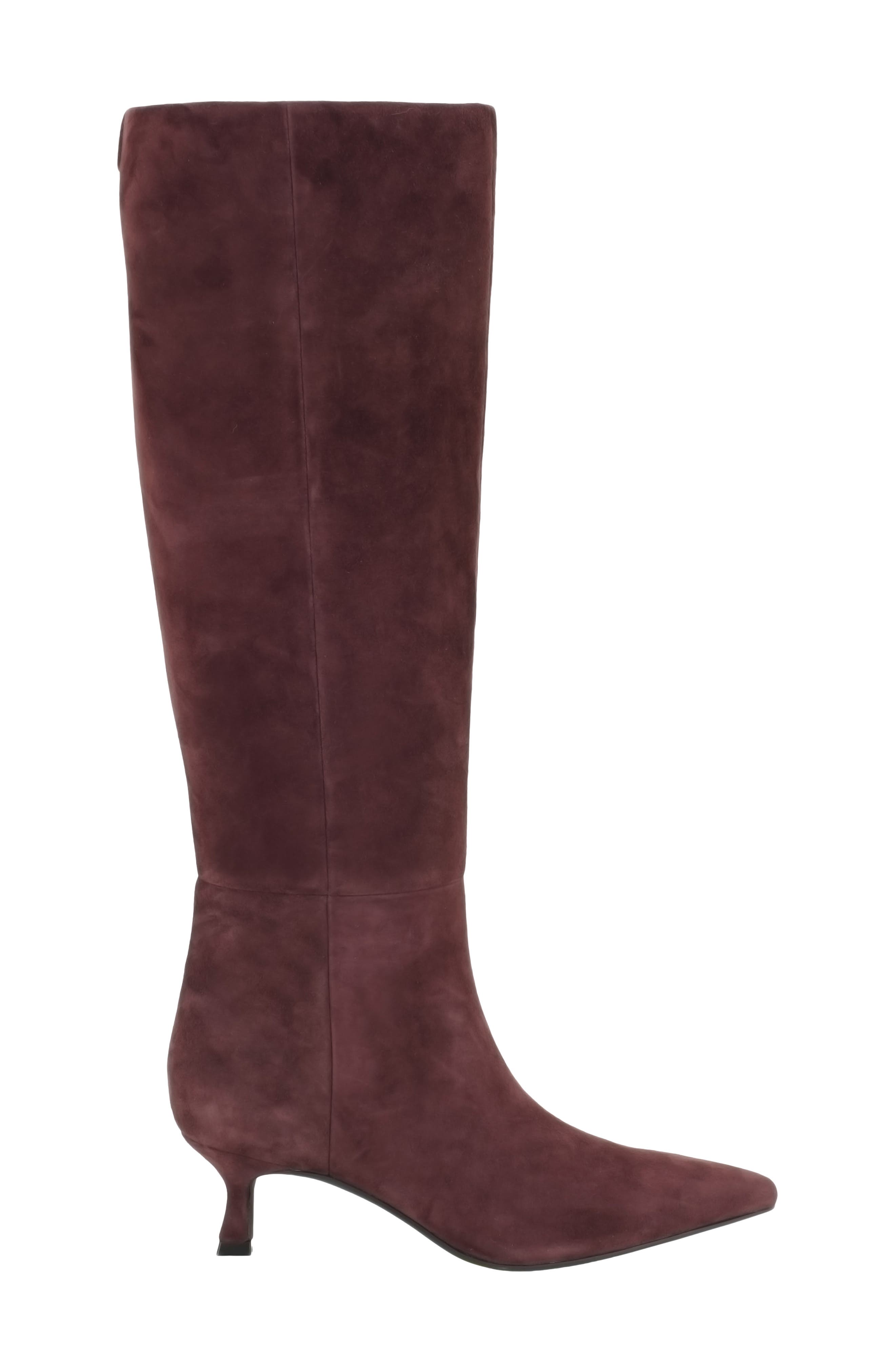 Akenzie Leather Knee High Boot, Alternate, color, DARK RED SUEDE