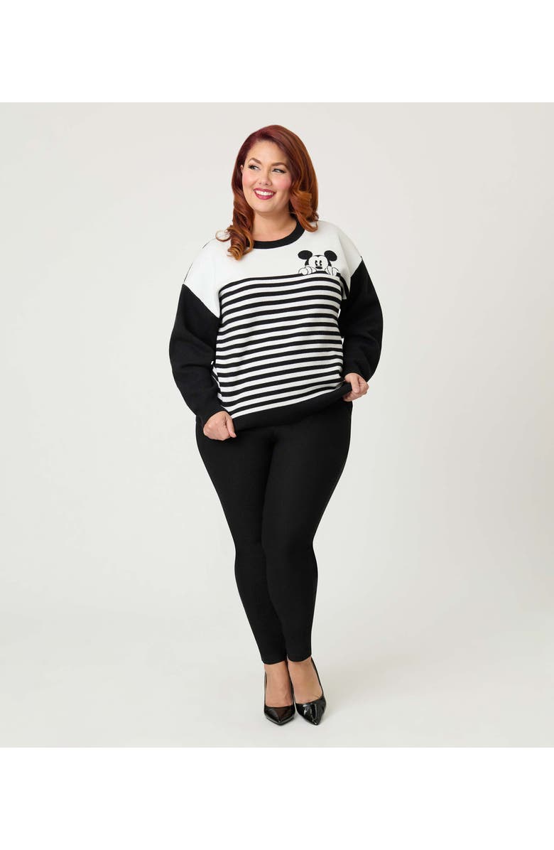 Unique Vintage Plus Size Long Sleeve Sweater, Alternate, color, Black & White Stripes