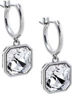 BY ADINA EDEN CZ Sqaured Bezel Drop Huggie Earring