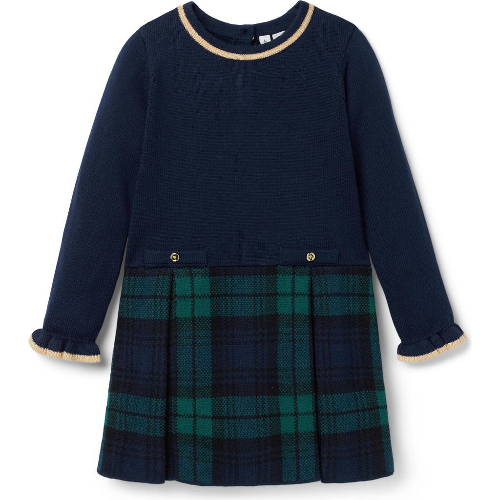 Janie And Jack The Tartan Sweater Dress In Blue