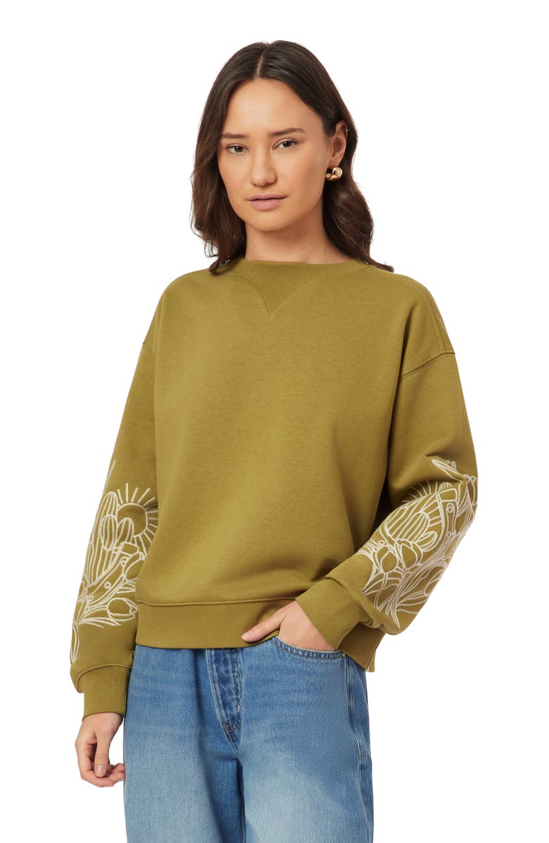 Scotch & Soda Embroidered Sweatshirt, Alternate, color, Green Moss