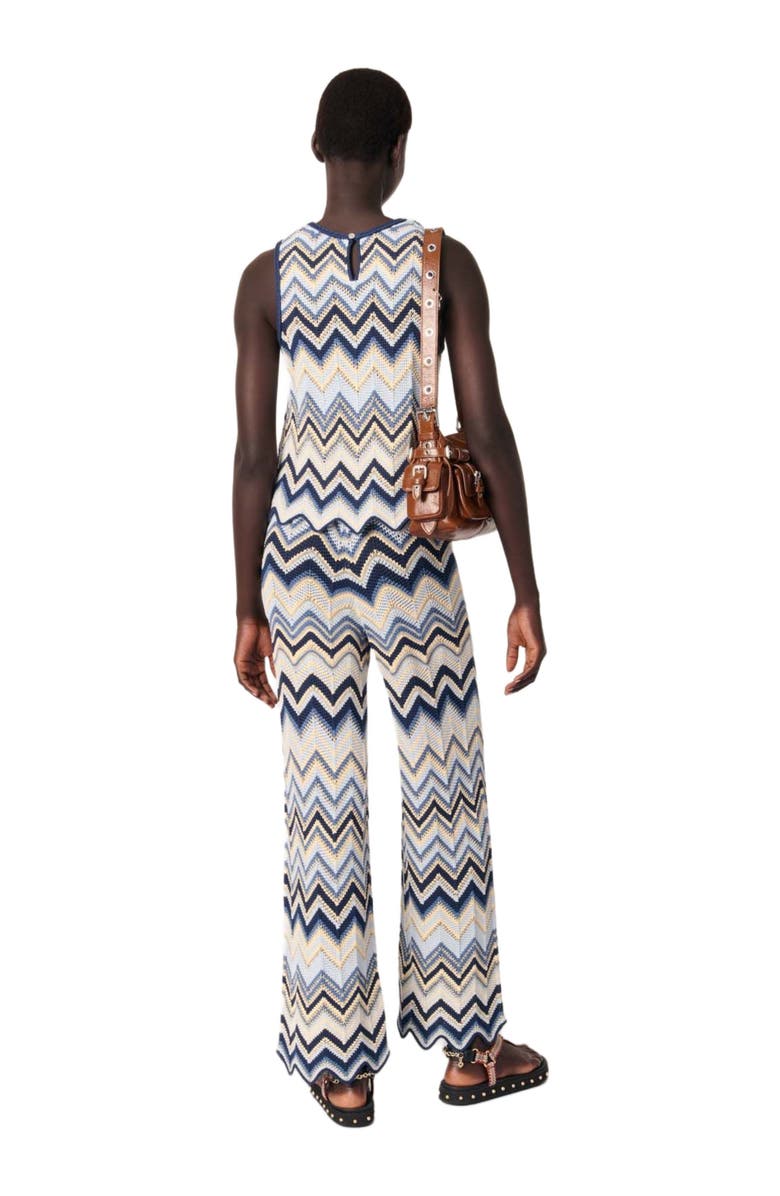 maje Crochet trousers, Alternate, color, Blue / Ecru