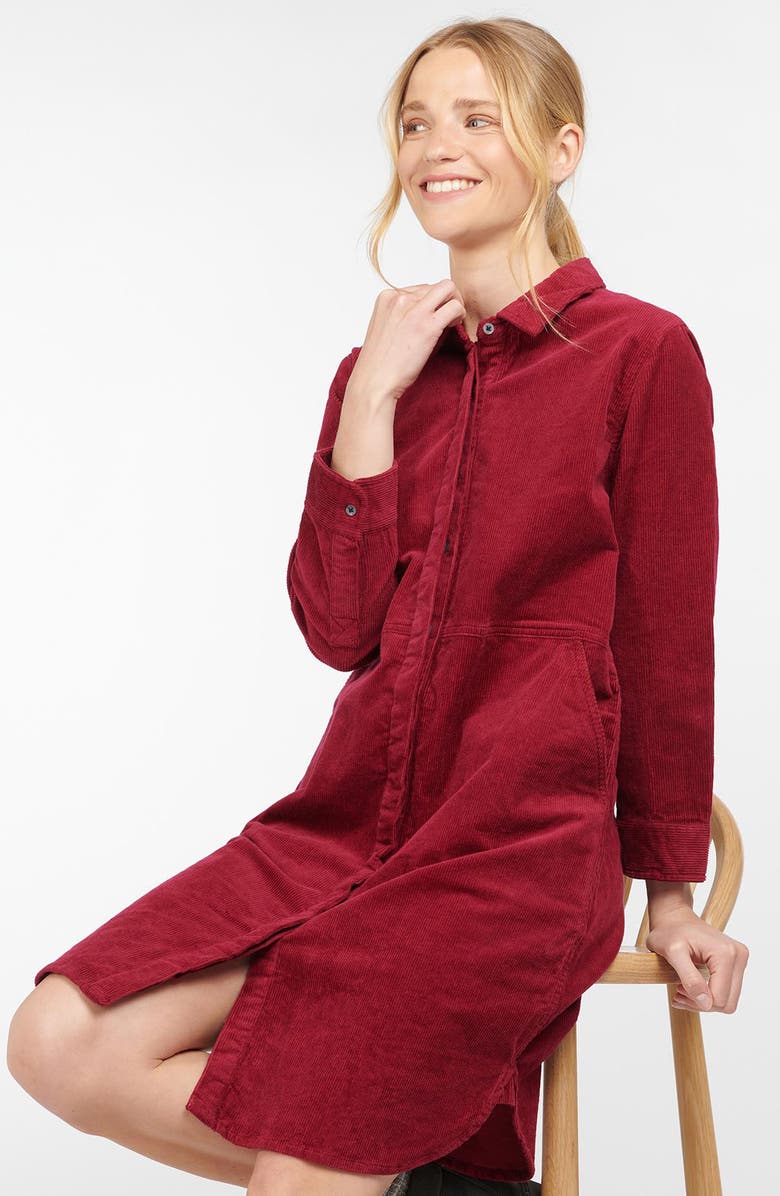 Barbour Hauxley Cotton Corduroy Shirtdress, Alternate, color,