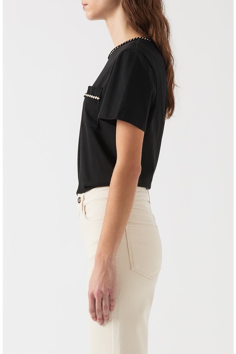 Vita Braided Trim Cotton T-Shirt, Alternate, color, BLACK CREAM