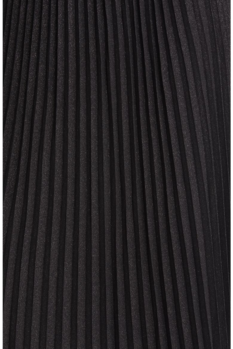 Pleated Metallic Midi Dress, Alternate, color, BLACK/ SILVER