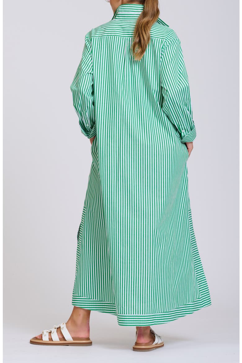 Sybil Stripe Long Sleeve Cotton Shirtdress, Alternate, color, PEA GREEN STRIPE
