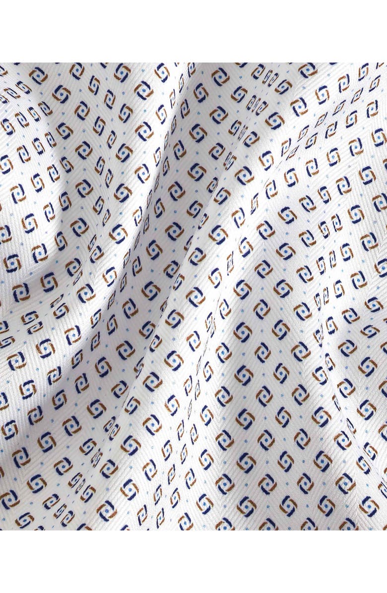 David Donahue Micro Geometric Print Sport Shirt, Alternate, color, White/Chocolate