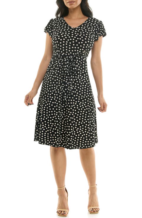 Polka Dot Cap Sleeve Midi Dress